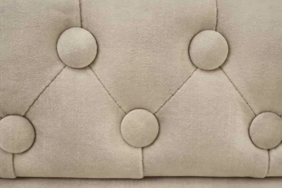 Chesterfield 3-Sitzer Sofa 200cm champagner beige Samt Federkern Knopfheftung
