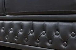Chesterfield 3-Sitzer Sofa 205cm schwarz Nietenbesatz Federkern