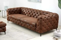 Chesterfield 3-Sitzer Sofa MODERN BAROCK 235cm antik braun Microfaser Federkern