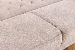 Chesterfield 3-Sitzer Sofa MAISON BELLE AFFAIRE 220cm greige Bouclé mit Schlaffunktion