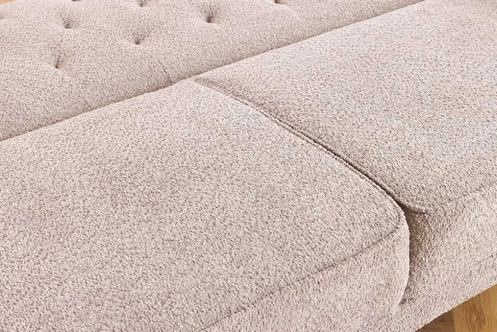 Chesterfield 3-Sitzer Sofa MAISON BELLE AFFAIRE 220cm greige Bouclé mit Schlaffunktion