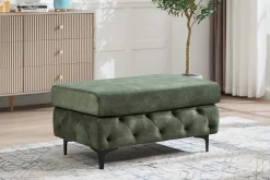 Chesterfield Sitzhocker MODERN BAROCK 95cm grün Samt Fußhocker