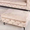 Chesterfield Sitzhocker MODERN BAROCK 90cm champagner Samt Fußhocker