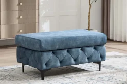 Chesterfield Sitzhocker MODERN BAROCK 95cm petrol Samt Fußhocker