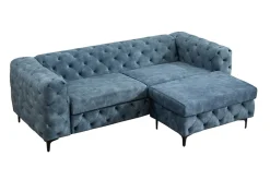 Chesterfield Sitzhocker MODERN BAROCK 95cm petrol Samt Fußhocker