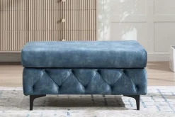 Chesterfield Sitzhocker MODERN BAROCK 95cm petrol Samt Fußhocker