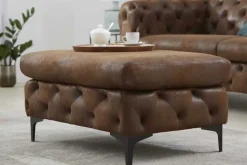 Chesterfield Sitzhocker MODERN BAROCK 90cm antik braun Fußhocker