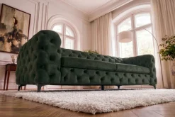 Chesterfield Sofa MODERN BAROCK 235cm grün Samt 3-Sitzer Couch Federkern