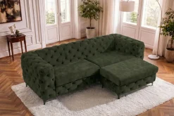 Chesterfield Sofa MODERN BAROCK 235cm grün Samt 3-Sitzer Couch Federkern