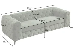 Chesterfield Sofa MODERN BAROCK 235cm grün Samt 3-Sitzer Couch Federkern