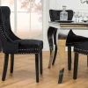 Chesterfield Stuhl CASTLE schwarz Samt Massivholz Ziernieten mit Komfortgriff