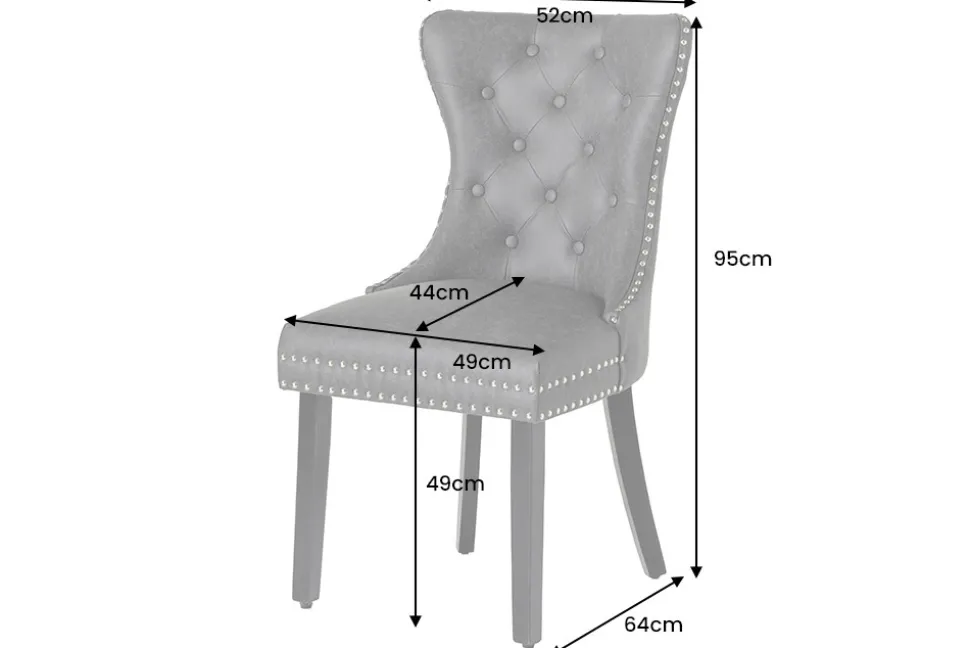 Chesterfield Stuhl CASTLE schwarz Samt Massivholz Ziernieten mit Komfortgriff