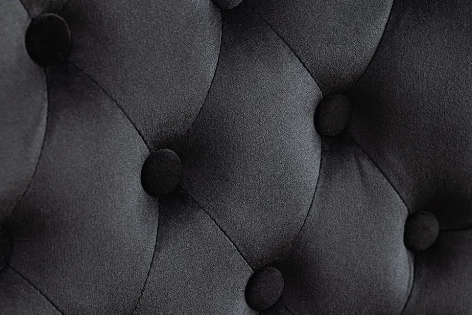 Chesterfield Stuhl CASTLE schwarz Samt Gummiholz Ziernieten