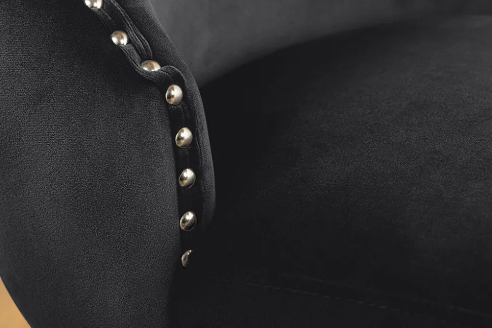 Chesterfield Stuhl CASTLE DELUXE schwarz Samt mit Löwenkopf Nieten