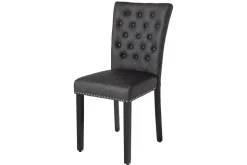 Chesterfield Stuhl CASTLE schwarz Kunstleder Gummiholz Ziernieten