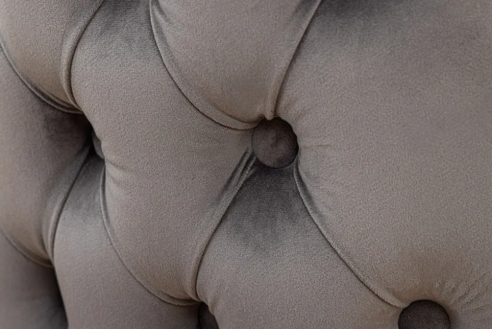 Chesterfield Stuhl CASTLE DELUXE grau Samt mit Löwenkopf Nieten