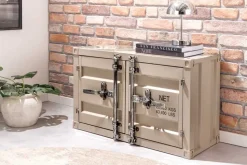Container-Schrank GLOBETROTTER 80cm greige Metall Aktenschrank mit Flügeltüren