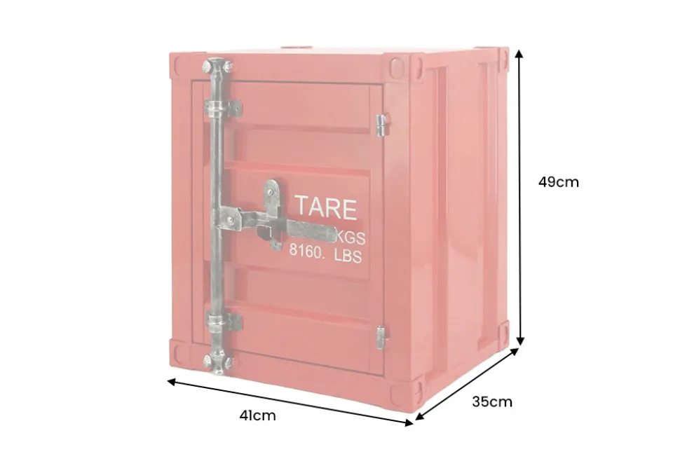 Container-Schrank GLOBETROTTER 50cm rot Metall Nachttisch Beistellschrank