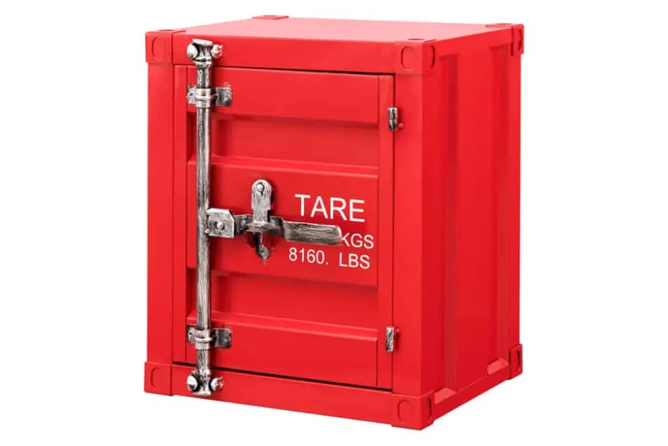 Container-Schrank GLOBETROTTER 50cm rot Metall Nachttisch Beistellschrank