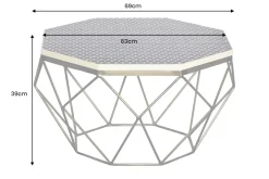 Couchtisch DIAMOND 70cm schwarz weiß messing Mosaik Kunsthandwerk