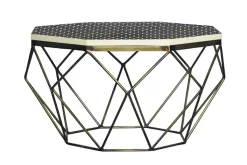 Couchtisch DIAMOND 70cm schwarz weiß messing Mosaik Kunsthandwerk