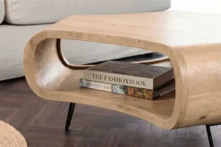 Couchtisch ORGANIC LIVING 90cm natur cream finish Mangoholz mit Hairpin Legs