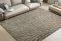 3D Hochflor Teppich DUNE 230x160cm taupe Hoch-Tief-Effekt
