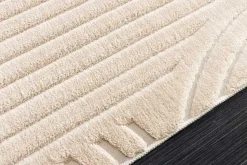 3D strukturierter Kurzflor Teppich ART DECO 230x160cm beige Hoch-Tief-Effekt