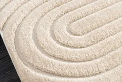 3D strukturierter Kurzflor Teppich ART DECO 230x160cm beige Hoch-Tief-Effekt