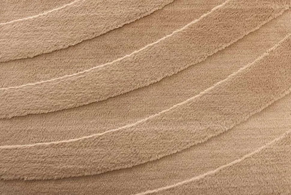 3D strukturierter Kurzflor Teppich WAVE 230x160cm beige Hoch-Tief-Effekt