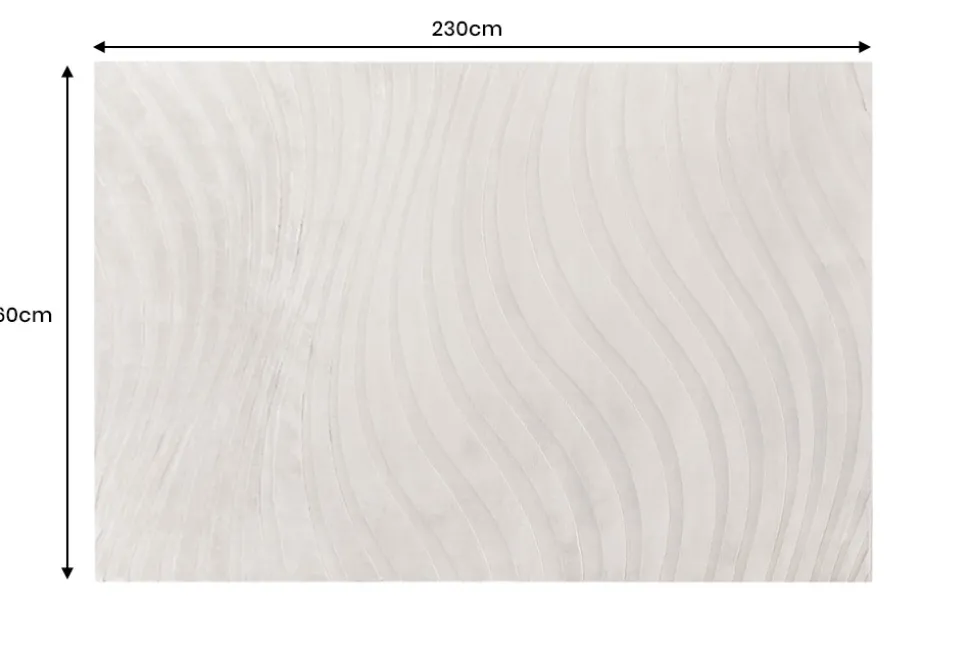 3D strukturierter Kurzflor Teppich WAVE 230x160cm beige Hoch-Tief-Effekt