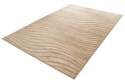 3D strukturierter Kurzflor Teppich WAVE 230x160cm beige Hoch-Tief-Effekt