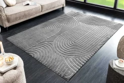 3D strukturierter Kurzflor Teppich ART DECO 230x160cm grau Hoch-Tief-Effekt
