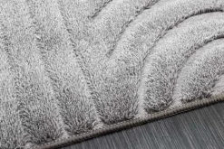 3D strukturierter Kurzflor Teppich ART DECO 230x160cm grau Hoch-Tief-Effekt