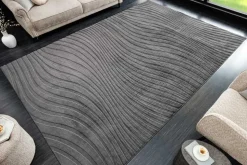 3D strukturierter Kurzflor XXL Teppich WAVE 350x235cm anthrazit Hoch-Tief-Effekt