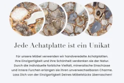 Deko Serviertablett NOBLE 40cm Edelstein handmade Achat Quarz Goldgriffe