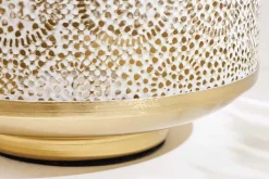 Deko Windlicht ORIENT 20cm gold Metall mit Patina handmade Laterne