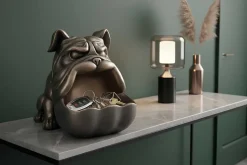 Deko-Figur BULLDOG 30cm bronze mit Ablagefach handmade