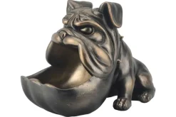 Deko-Figur BULLDOG 30cm bronze mit Ablagefach handmade