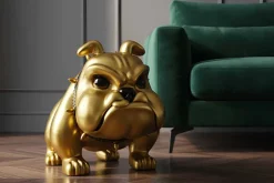 Deko-Figur BULLDOG 70cm gold handmade Hunde-Skulptur