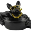 Deko-Figur BULLDOG 35cm schwarz handmade Schale mit Ablagefach