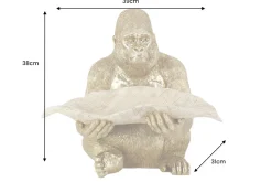 Deko-Figur GORILLA 40cm gold beige handmade mit Schale im Blatt-Design