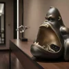 Deko-Figur KING APE 25cm bronze mit Ablagefach handmade Schale