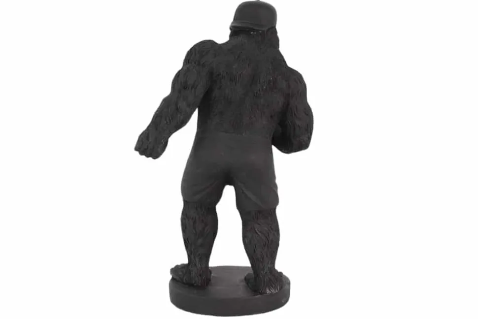 Deko-Figur KING APE 30cm schwarz gold Gorilla mit Hantel handmade