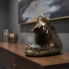 Deko-Figur SHARK HEAD 25cm bronze mit Ablagefach handmade