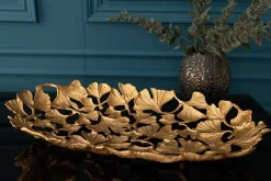 Dekorative Schale GINKGO LEAFS 40cm gold handmade Metall