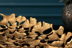 Dekorative Schale GINKGO LEAFS 40cm gold handmade Metall