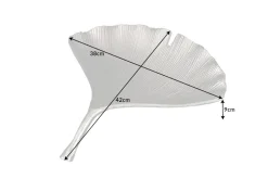 Dekorative Schale GINKGO 45cm silber handmade Metall