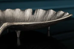Dekorative Schale GINKGO 45cm silber handmade Metall