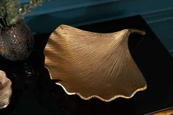 Dekorative Schale GINKGO 45cm gold handmade Metall